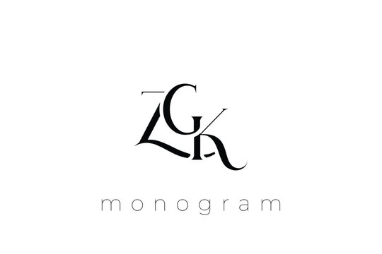 ZGK Elegant Monogram Logo Design With Decorative Lettering