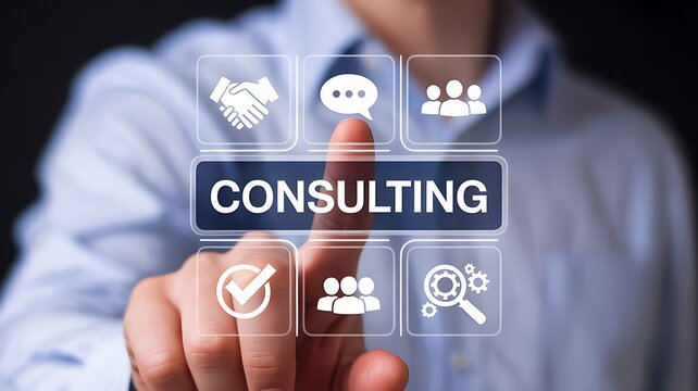 Consulting business strategy concept with professional advisory services interface