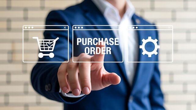 Purchase order management concept with procurement business interface