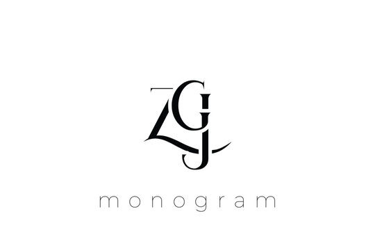 ZGJ Elegant Monogram Logo Design With Decorative Lettering