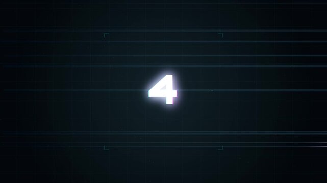 Digital Glitch Countdown Timer With Cyan Scanlines And Cinematic Film Grain In Dark Background