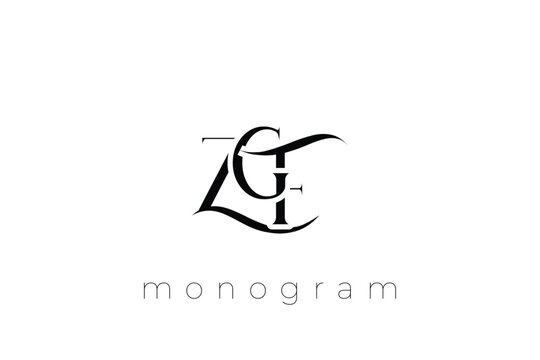 ZGF Elegant Monogram Logo Design With Decorative Lettering