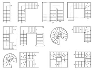 Fototapeta premium Professional CAD Staircase Floor Plan Blueprints for Architectural Design and Construction Layouts