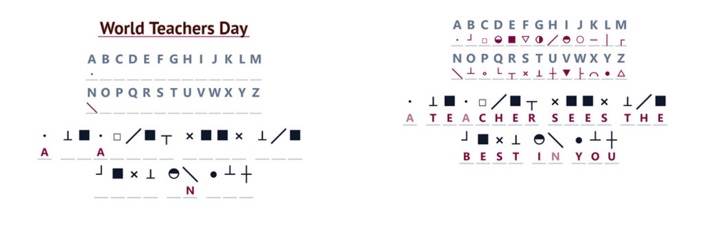 Special Symbol Teacher Day cryptic symbol code activity for teacher appreciation celebrations