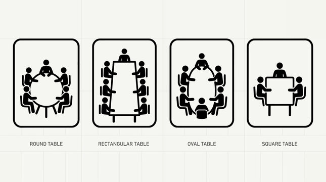 Different conference table shape icons for office seating plans.