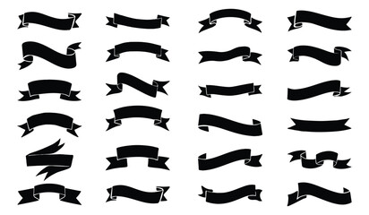 Obraz premium Vintage black ribbon banner collection vector elements