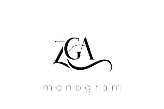 ZGA Elegant Monogram Logo Design With Decorative Lettering