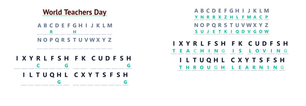 Hidden Message Gratitude Teacher appreciation cryptogram with thank you message for educators