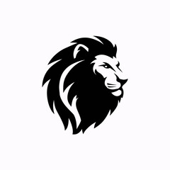 Obraz premium Black lion head profile view.