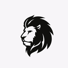 Fototapeta premium Black Lion Head Silhouette Profile.