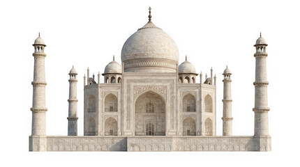 Obraz premium Majestic white marble mausoleum with dome and minarets isolated on transparent background