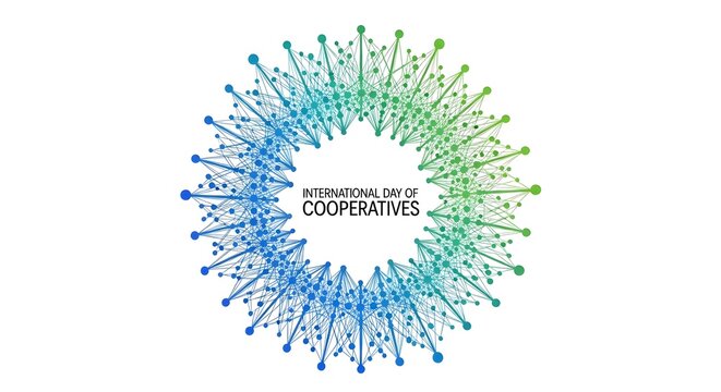 International day of cooperatives design with abstract network connection circle isolated on white background