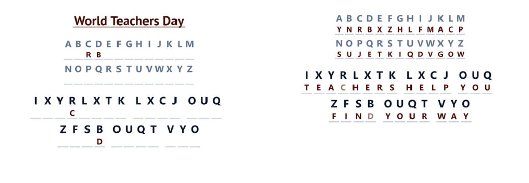 Alphabet Code Puzzle Teacher World Teachers Day secret message decoding worksheet for classroom learning