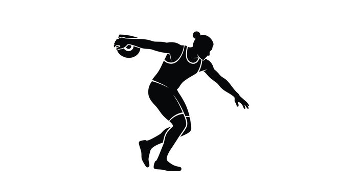 discus thrower silhouette on transparent background high quality