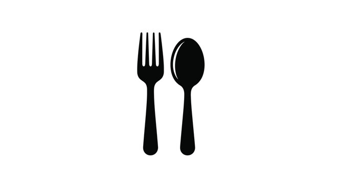 Fork and spoon silhouette on transparent background