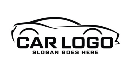 Obraz premium Automotive car logo template, modern vector emblem featuring vehicle silhouette, speed, performance, transportation, and automotive branding design for business identity concepts