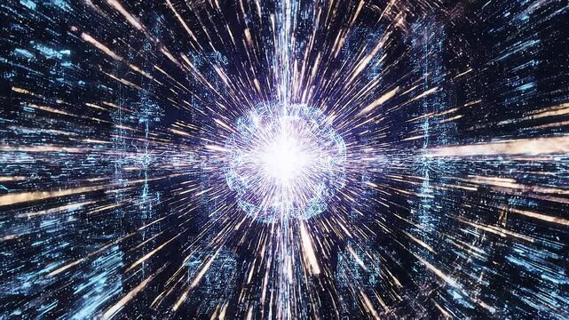 Advanced Artificial Intelligence Neural Network Visualization with Glowing Data Streams