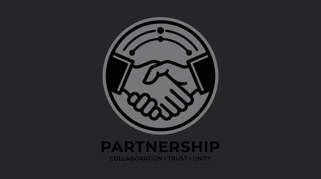 Business partnership collaboration logo with handshake and unity concept