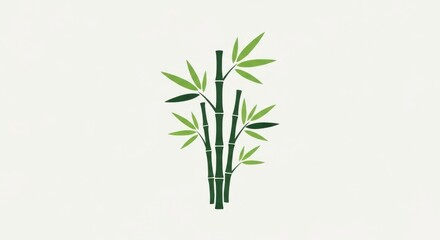 Obraz premium Minimalist green bamboo stalk vector illustration.