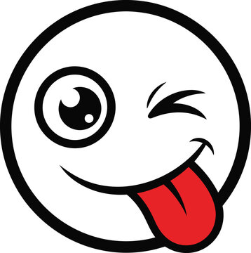 Playful Winking Emoticon with Tongue Out Illustration for Digital Communication