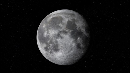 Fototapeta premium Detailed close-up of the Moon showing craters and textured lunar surface against a starry black space background