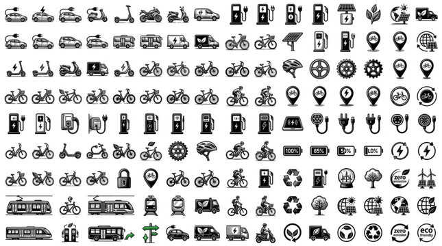 Various Transport And Location Icons.