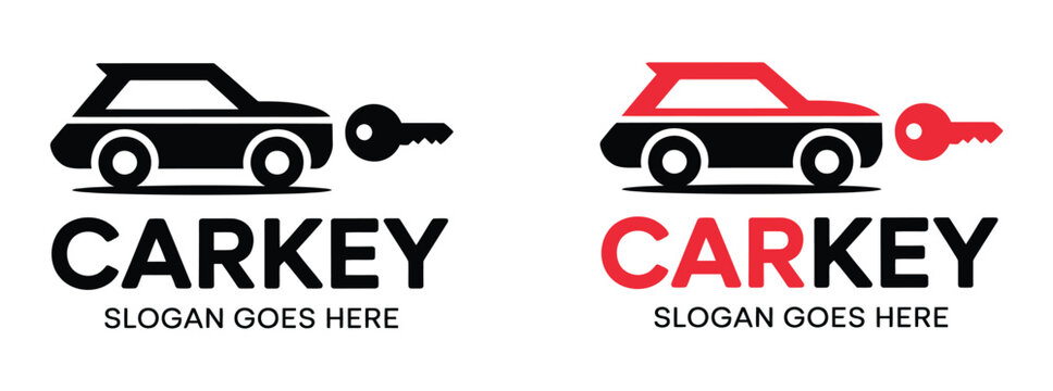 Car key logo design vector illustration, modern automotive emblem featuring vehicle key symbol for car dealerships, locksmith services, auto repair businesses, and transportation branding