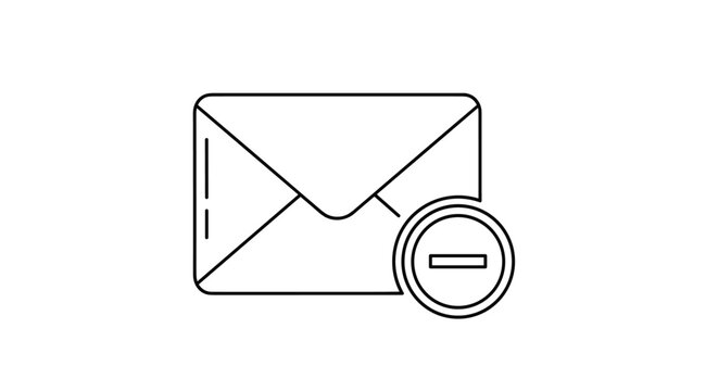 Email envelope icon with a minus symbol representing the action of deleting a message or removing a contact from a mailing list.