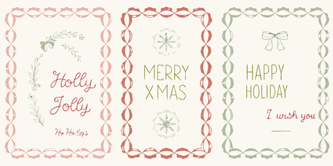 Festive holiday frames with floral ornaments and seasonal greetings vector illustration © Aduri