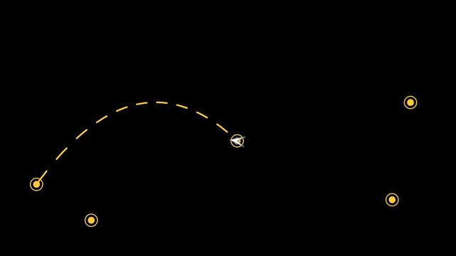 Flight path arcs with airplane on black background overlay
