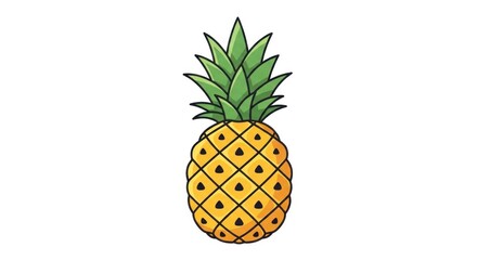 Obraz premium Simple illustrated pineapple fruit on white background.