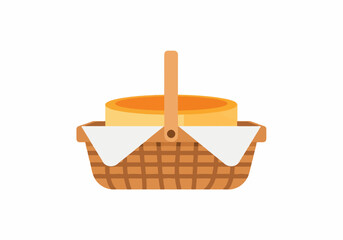 Obraz premium Colorful Picnic Basket with Restaurant Food and Fresh Ingredients