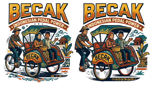 Becak Indonesian Pedal Power Transport.