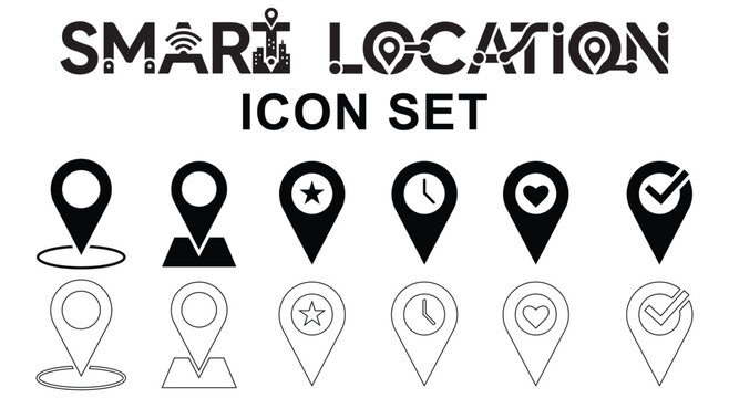 Set of vector map pointer and location marker icons for navigation travel and web design