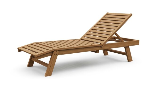 Wooden lounge chair isolated on white background.
