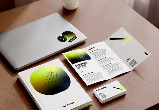 Brand Identity Stationery Set Mockup on Desk