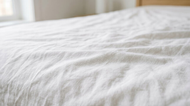 Luxury white bed with soft pillows in a cozy hotel bedroom interior