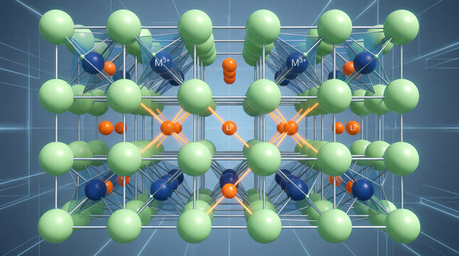 Detailed Diagrammatic Render Of A Halide Based Solid Electrolyte Structure Showing Precise Molecular Level Layers