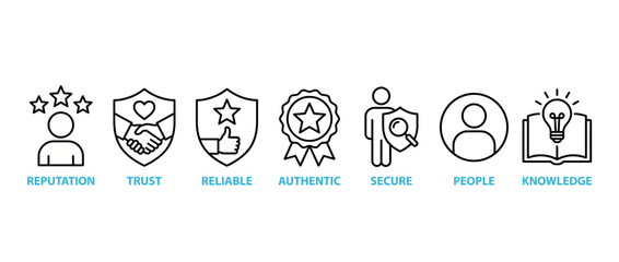 Obraz premium Set of business and professional values icons including reputation trust and knowledge