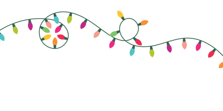 Christmas string lights isolated on white background