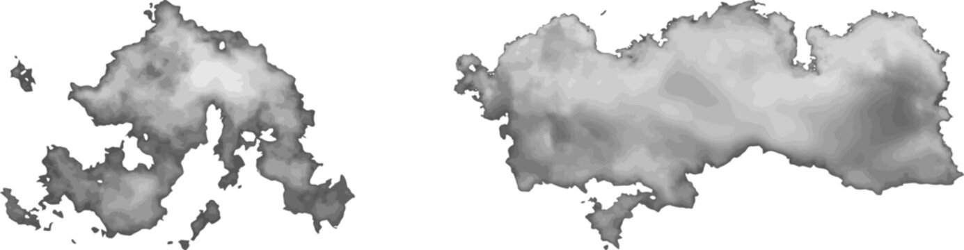 Realistic white cloud vector isolated set, cartoon fluffy smoke bundle graphic elements for sky design