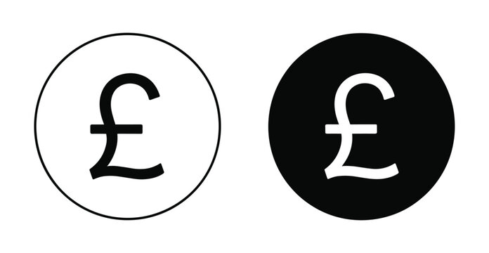 Pound Sterling Symbol in Circle: A graphic representation of the British Pound Sterling symbol. financial symbol, currency icon, money concept.