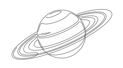 Planet with rings continuous line drawing on a white background © Kobita