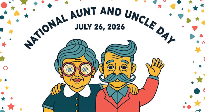 Celebrating Family, National Aunt and Uncle Day Illustration