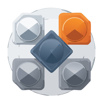 3D Isometric Directional Pad Buttons