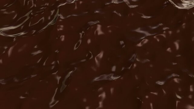 Glossy Rippling Dark Chocolate Liquid Texture Background

