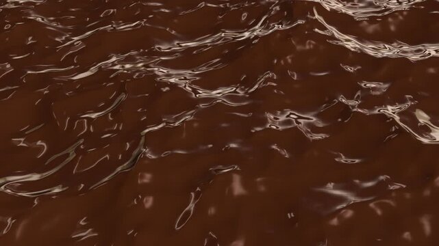 Glossy Rippling Dark Chocolate Liquid Texture Background
