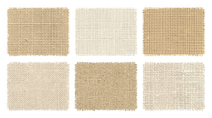 Fototapeta premium Collection of six different burlap fabric textures in various shades of beige and white