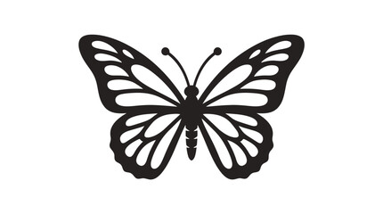 Black butterfly silhouette on a white background simple insect outline © Sekh