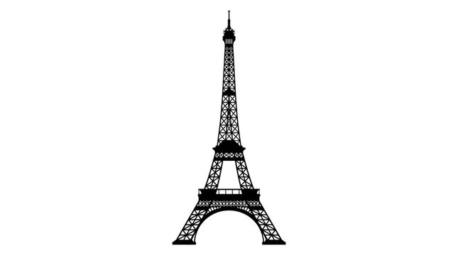 Eiffel tower silhouette against a white background graphic design element